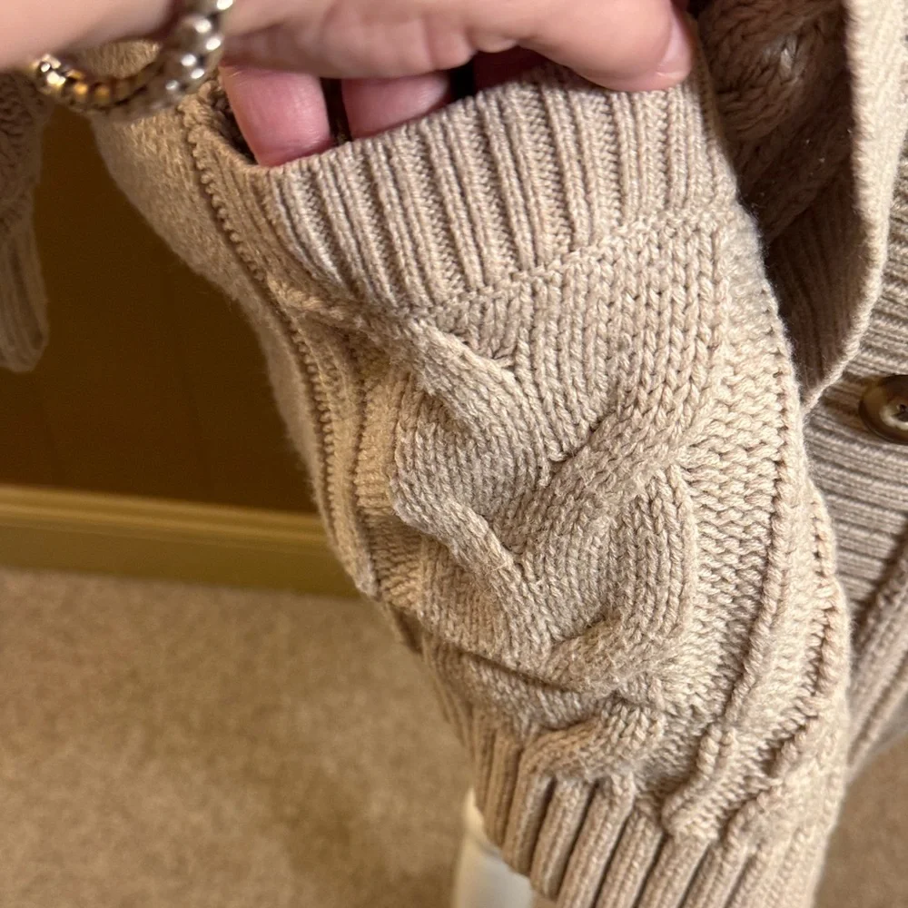 Torrid 14 Oatmeal Chunky Cable Knit Cardigan Soft Academia Cottagecore Grandpa - Picture 4 of 9